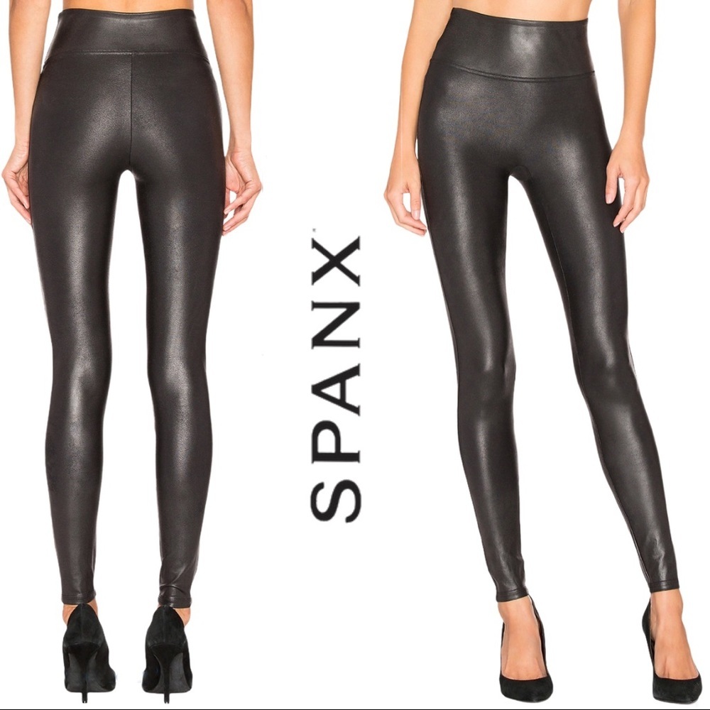 SPANX Faux Leather Black High Rise Leggings